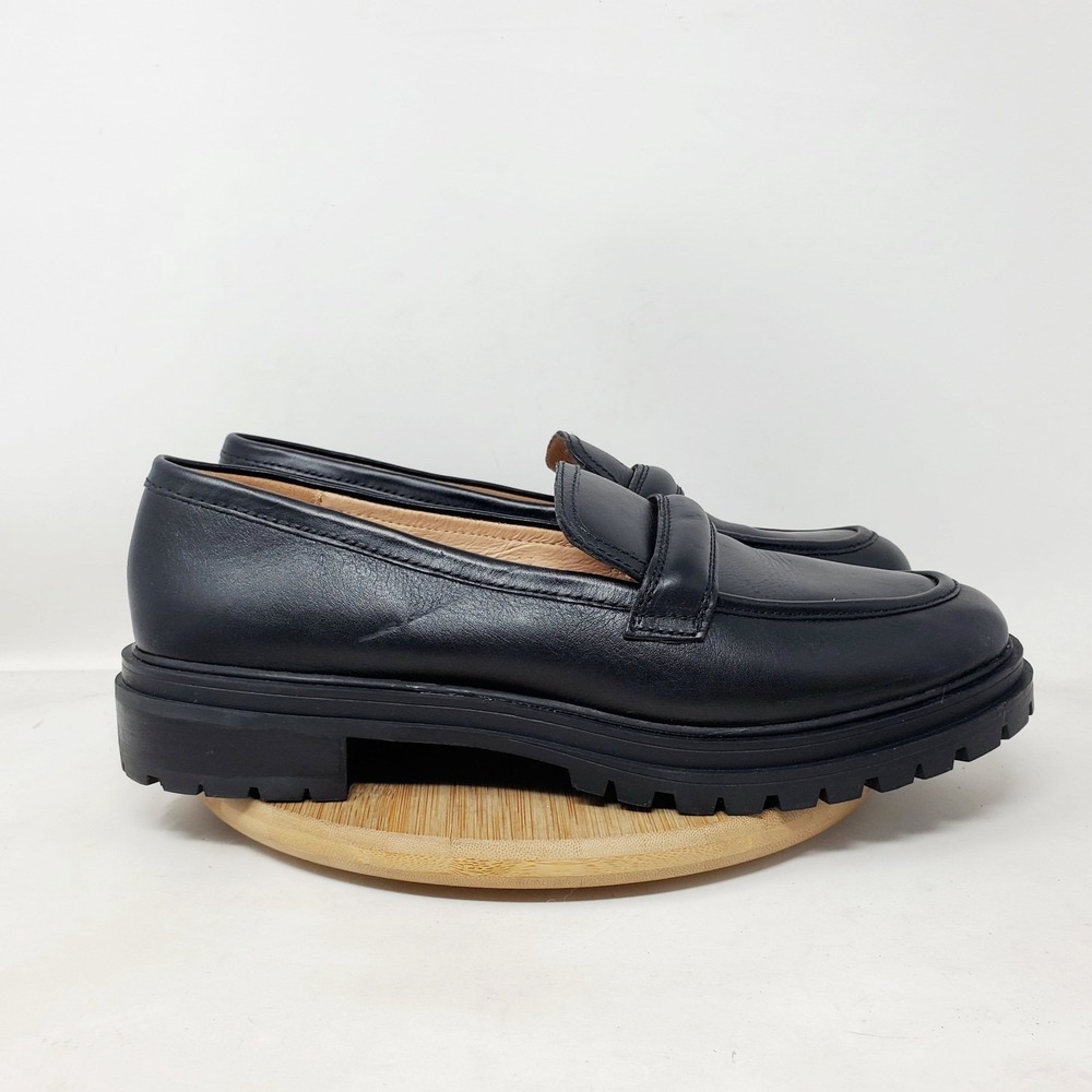 Madewell Chunky Loafer Womens 11 Bradley Black‎ Leather Platform Lug Sole Shoes - Picture 7 of 13
